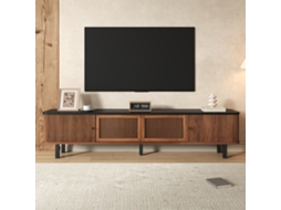 Móvel para TV Branco 3 Portas Impressas, 2 Nichos Abertos, Suporta Tvs até 80 polegadas, 200x40x44 cm KOMHTOM