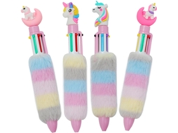 Conjunto De 4 Canetas Esferográficas De Unicórnio De Pelúcia E