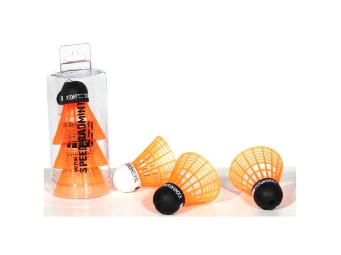 Volante De Speed Badminton Vicfun Tubo Com 3 Volantes Laranja Néon