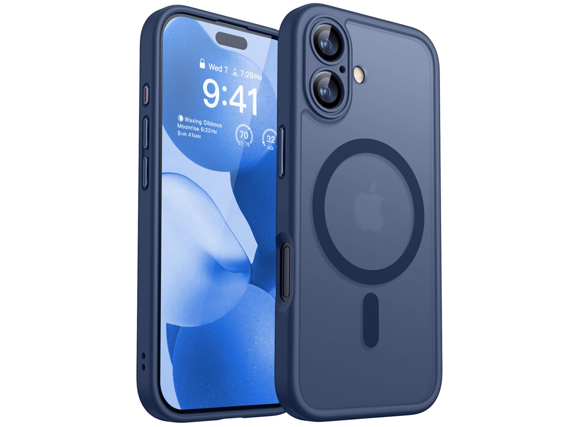 Capa Magnética Para Iphone 17 (6,3 Polegadas), Capa Protetora À Prova De Choque, Azul Escuro.