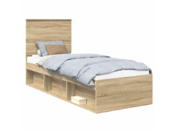 Estrutura da Cama com Cabeceira Carvalho Sonoma MAISON EXCLUSIVE 75x190 cm