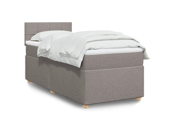 Vidaxl Cama Com Molas/colchão 90x200 Cm Tecido Castanho-acinzentado