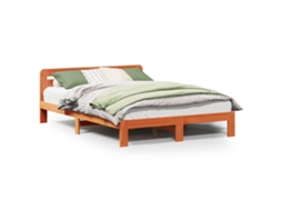 Cama Sem Colchão 140x190 Cm Pinho Maciço Castanho mel MAISON EXCLUSIVE