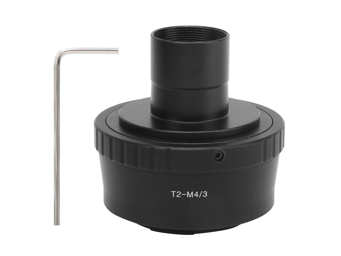 Adaptador T para telescópio e adaptador T2-M4/3 para lentes, compatível com Olympus M4/3.