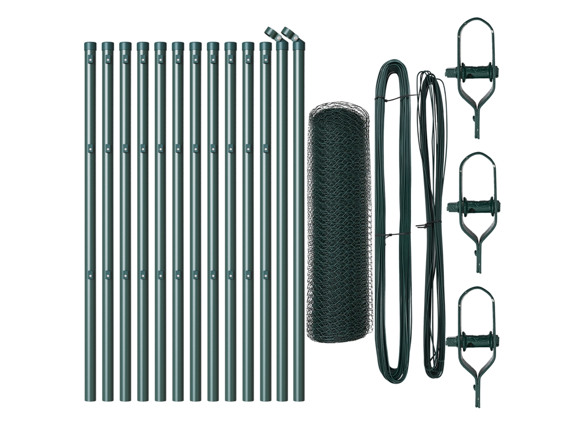 Conjunto 1 Cerca Para Jardim Vidaxl Verde Aço (25 X 0,5 M)