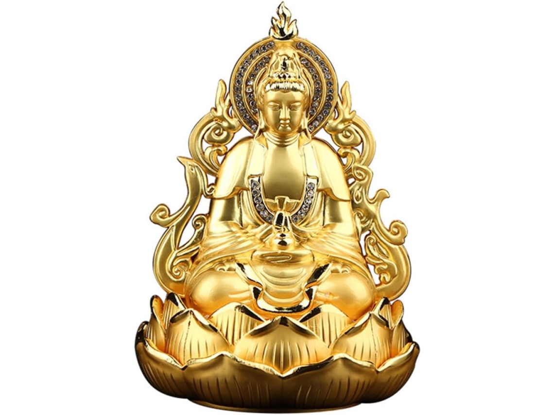 Difusor De Aromas Para Carro, Com Figura De Kun Yin Em Liga Dourada, Tamanho Compacto E Design Elegante Para Decorar O