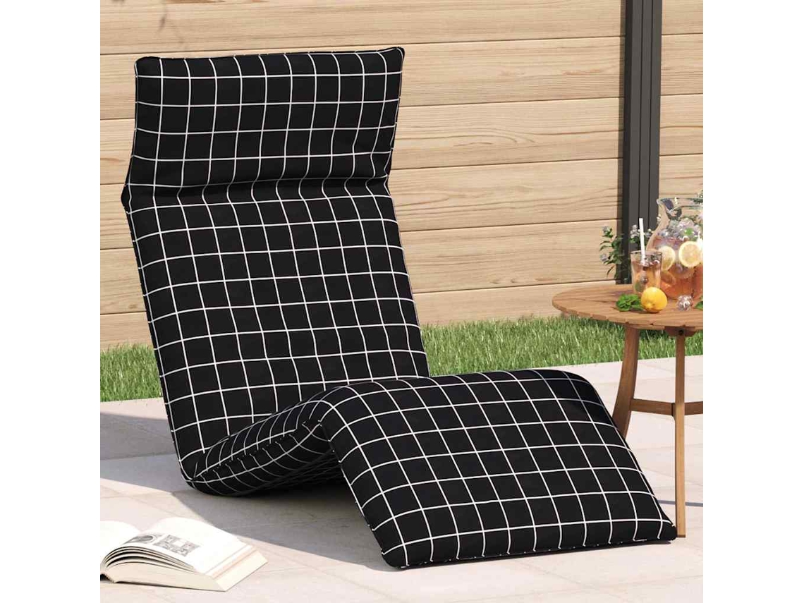 Vidaxl Espreguiçadeira Dobrável 175x54x8,5 Cm Xadrez Preto