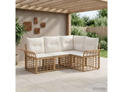 Vidaxl Conjunto De Sofás Para Exterior 4 Unid. Natural E Branco Creme