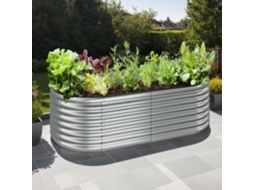 Bancada Elevada Flormma Tectake 200 X 100 X 60 Cm, 942 Litros, Galvanizado, Resistente Às Intempéries, Incluindo Luvas, Prata
