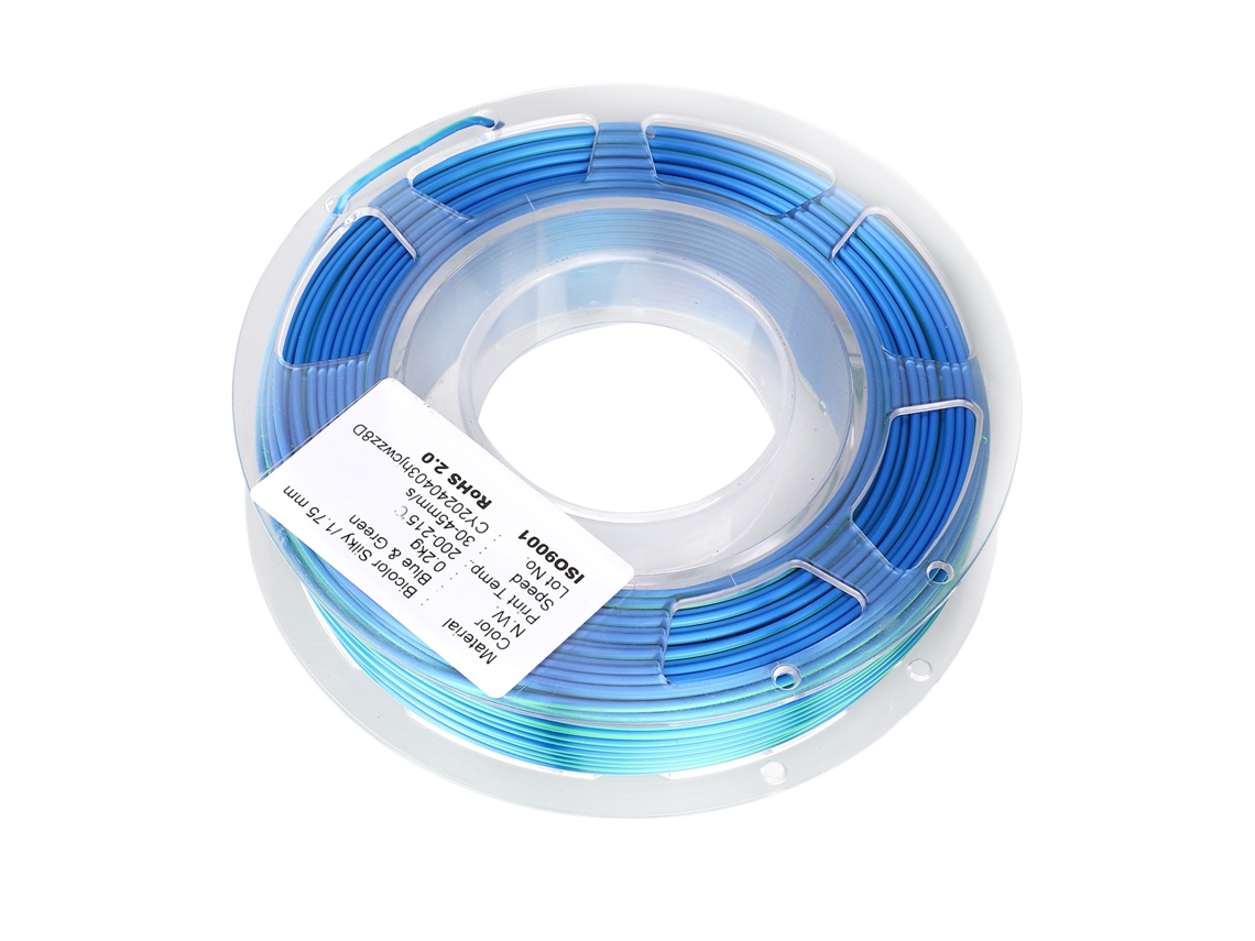 Filamento Pla Para Impresora 3d 1.75mm Bicolor Azul Verde Consumibles De Impresión 3d 200g