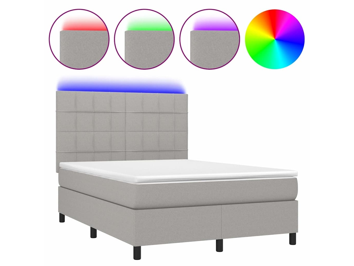 Box Spring Bed, Box Spring Beds Vidaxl Cinzeto Tecido (140 X 200 Cm)