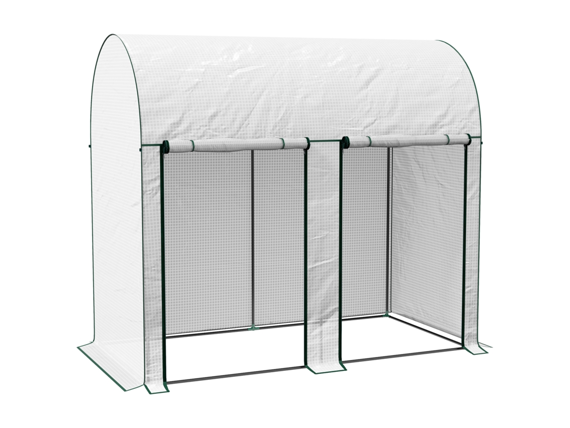 Estufa de Jardim 2m², 2x1x1,78m, aço PE, anti UV, branca, 2 portas com zíper BTFORUS