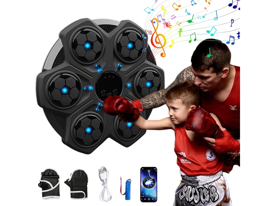 Máquina De Boxe Musical Montada Na Parede Com Luvas De Boxe, 3 Velocidades, Bluetooth, Equipamento De Boxe Musical Para Crianças E Adultos Zeuxo