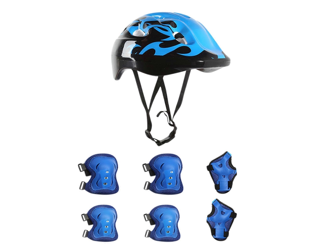 Conjunto 7 Peças Proteção Infantil Capacete Joelho Cotovelo Ciclismo Skate Bicicleta