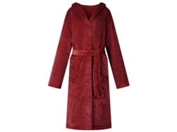 Vidaxl Roupão Com Capuz Vermelho Bordeaux M Flanela