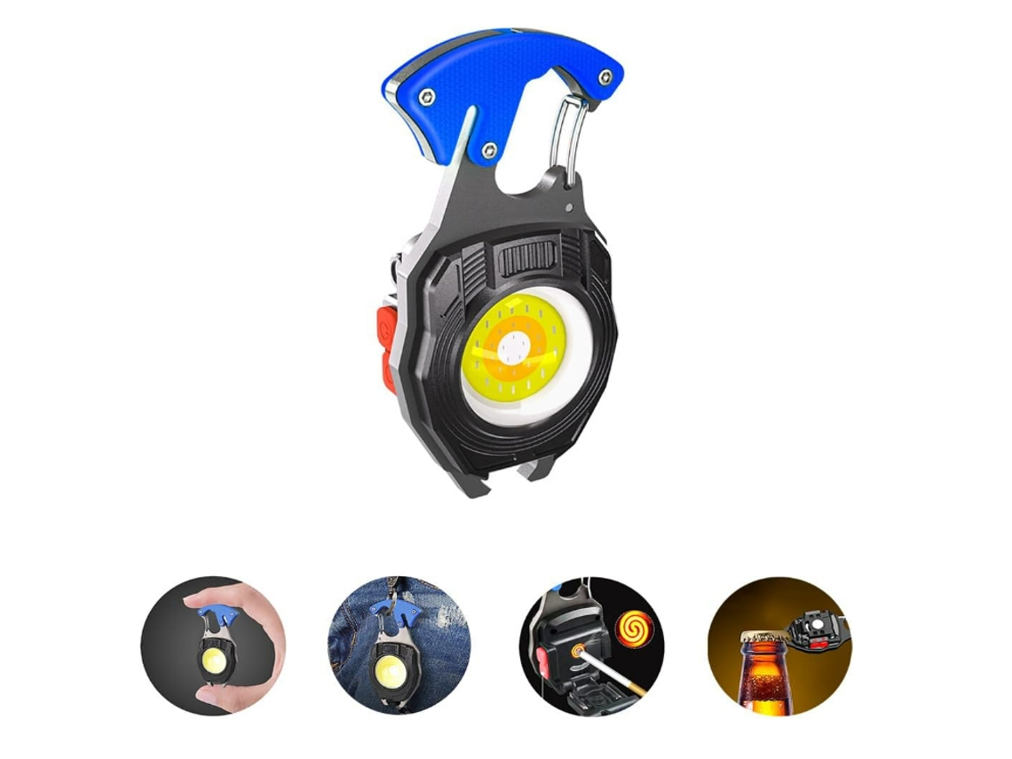 Chaveiro Lanterna,YIZHOOD Lantern-0149 Lanternas Led Chaveiro Cob Luzes de Trabalho com Função de Aquecedor Recarregável Por Usb Preta YIZHOOD