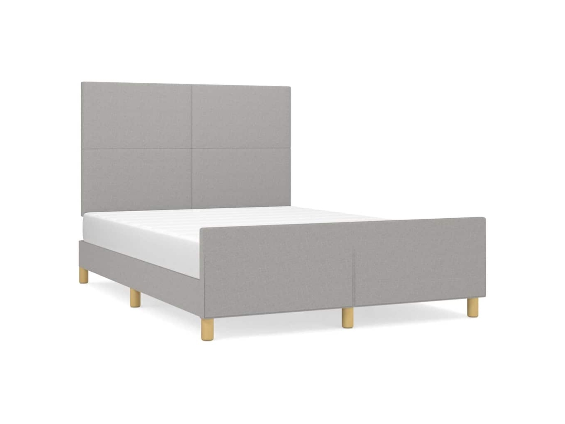Conjunto 1 Estrutura De Cama Com Cabeceira Vidaxl Cinzeto Tecido (193 X 146 X 128 Cm)