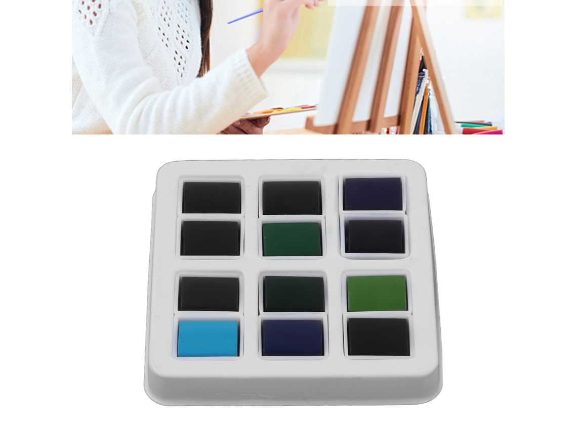 12pcs Set De Acuarelas Serie Océano Bosque Colores Oscuros Herramientas Ecológicas Para Pintura Y Bosquejo