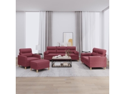 Vidaxl 4 Pcs Conjunto De Sofás Com Almofadas Tecido Vermelho-tinto