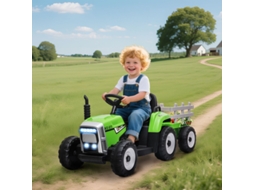 Tractor Elétrico Infantil Comando Parental, Velocidade Máxima 6 Km/h, Verde E Preto