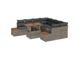 Conjunto 9 Conjunto De Sofá De Jardim Vidaxl Cinzento Vime Pe (100 X 55 X 73 Cm)
