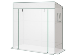 Fogão branco para exterior com grelha de rede e suporte para plantas e flores, 196x77x197 cm