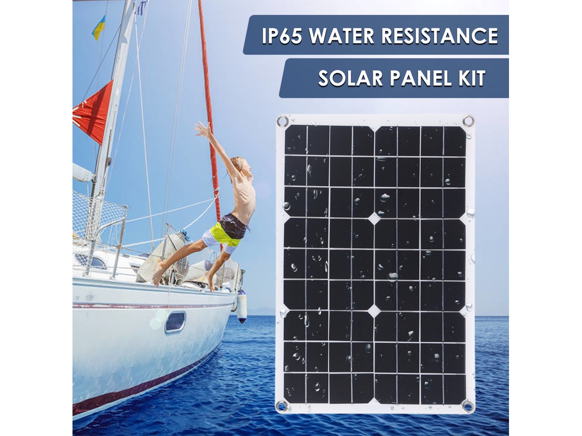 Painel Solar Flexível 30w Dc 9v/18v com Controlador Led 10 50a Usb/type C Ip65 Portátil
