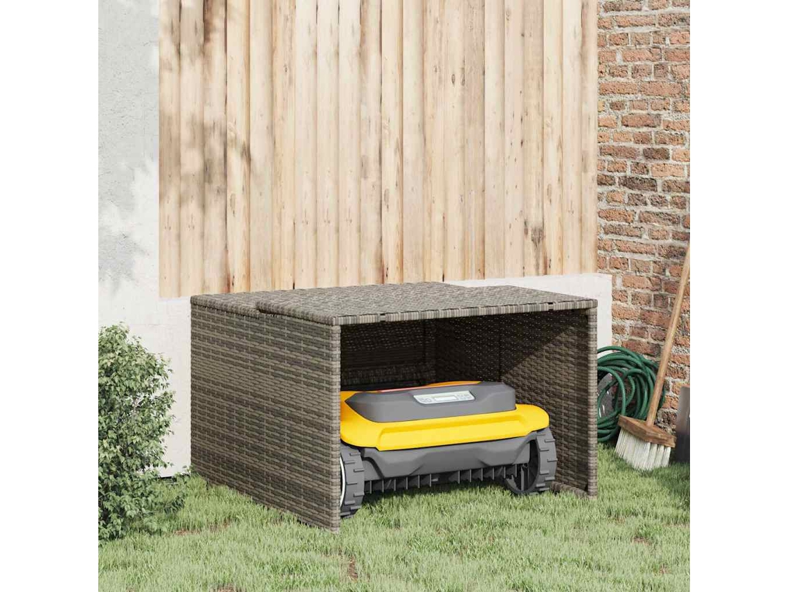 Vidaxl Garagem Para Cortador De Relva 86x90x52/57 Cm Vime Pe Cinzento