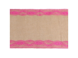 Toalha De Mesa Em Saco Velho Com Renda, Caminho De Mesa Rústico Natural Para Casamento E Festa, Decor Vermelho-rosa