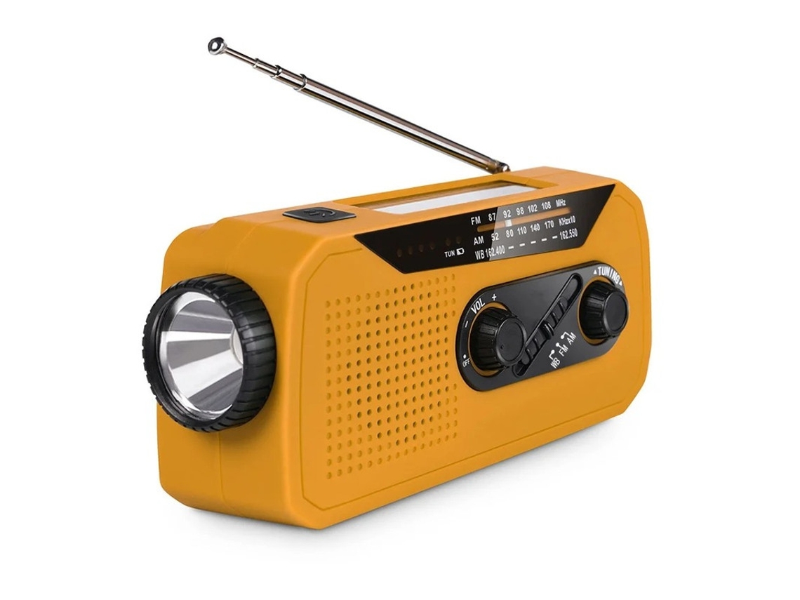 Rádio solar multifuncional de emergência 2000mAh com manivela e lanterna BESTVITE (laranja)