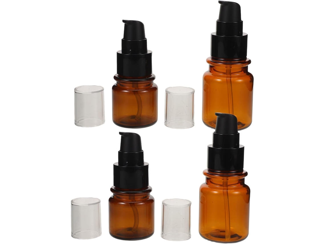 De 4 Frascos Âmbar Recarregáveis Com Bomba Dosadora Para Loções, Cremes E Produtos De Cuidados Faciais.