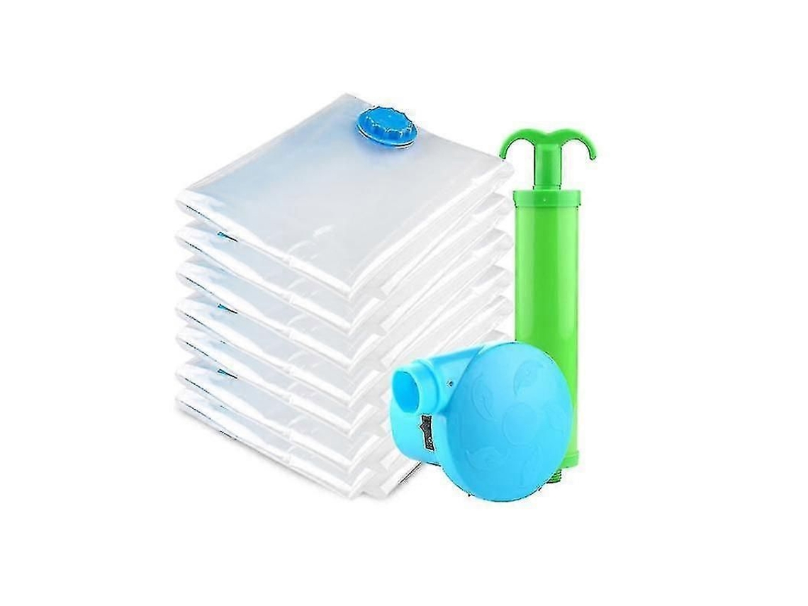 Conjunto De 6 Sacos A Vácuo Para Roupas E Colchas, Com Bomba Manual Elétrica.