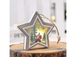 Ornamento De Natal De Madeira Com Luz, 2 Peças (estrela)