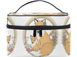 Bolsa organizadora de cosméticos com estampa raposa EOOCOO