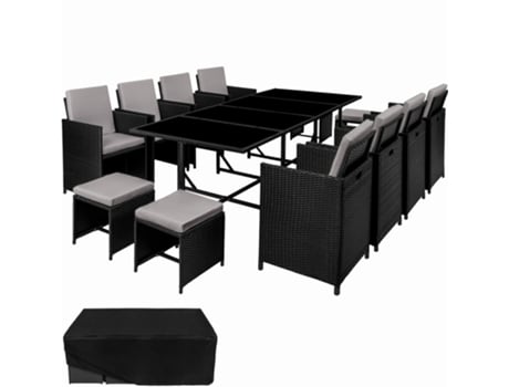 Conjunto TECTAKE de Rattan Palma Composto Por 8+4+1