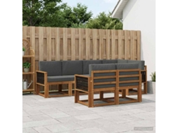 Vidaxl Conjunto De Sofás Para Exterior 7 Unid. Natural E Antracite