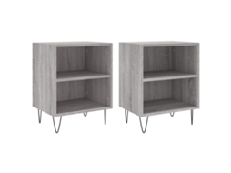 Mesas Cabeceira Conjunto de 2 Derivados Madeira Cinza Sonoma MAISON EXCLUSIVE (40x30x50 cm)