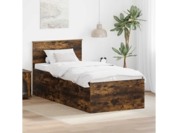 Vidaxl Estrutura Da Cama Com Cabeceira Carvalho Defumado 75 X 190 Cm
