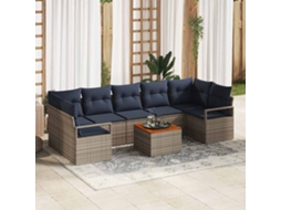 Vidaxl Conjunto De Sofá De Jardim 8 Unid. Cinzeto Vime Pe