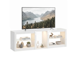 Móvel De Tv Baixo Com Iluminação Led Rgb, Móvel Moderno Com Prateleiras De Vidro Reguláveis Para Tv Até 75 Polegadas, Branco.