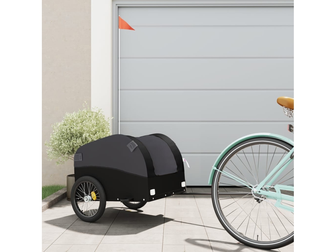 Vidaxl Reboque Para Bicicleta 30 Kg Ferro Preto