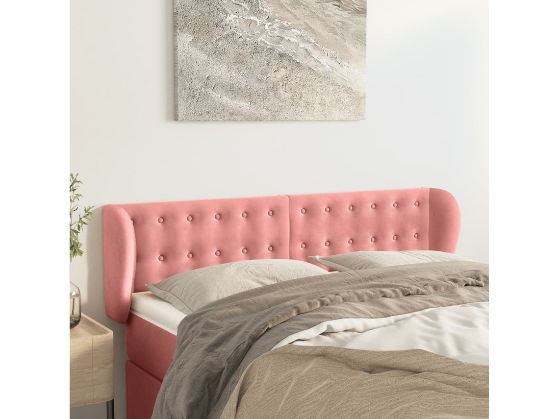 Vidaxl Cabeceira De Cama C/ Abas Veludo 147x23x78/88 Cm Rosa