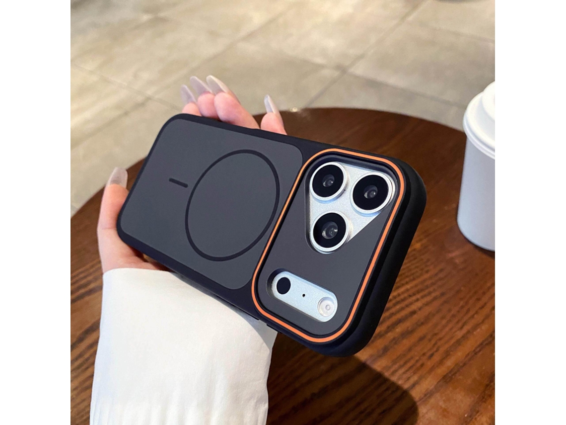 Capa Magnética Preta Para Iphone 18 Pro Max, Design Bicolor Flexível E Proteção Completa Da Câmara