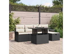 Vidaxl Conjunto De Sofá De Jardim 6 Unid. Preto Vime Pe