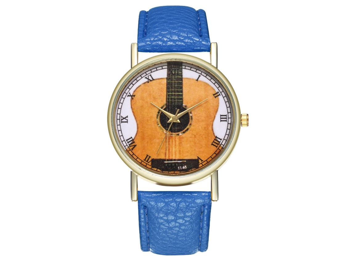 Relógio de pulso analógico de quartzo com mostrador redondo elegante (azul royal)