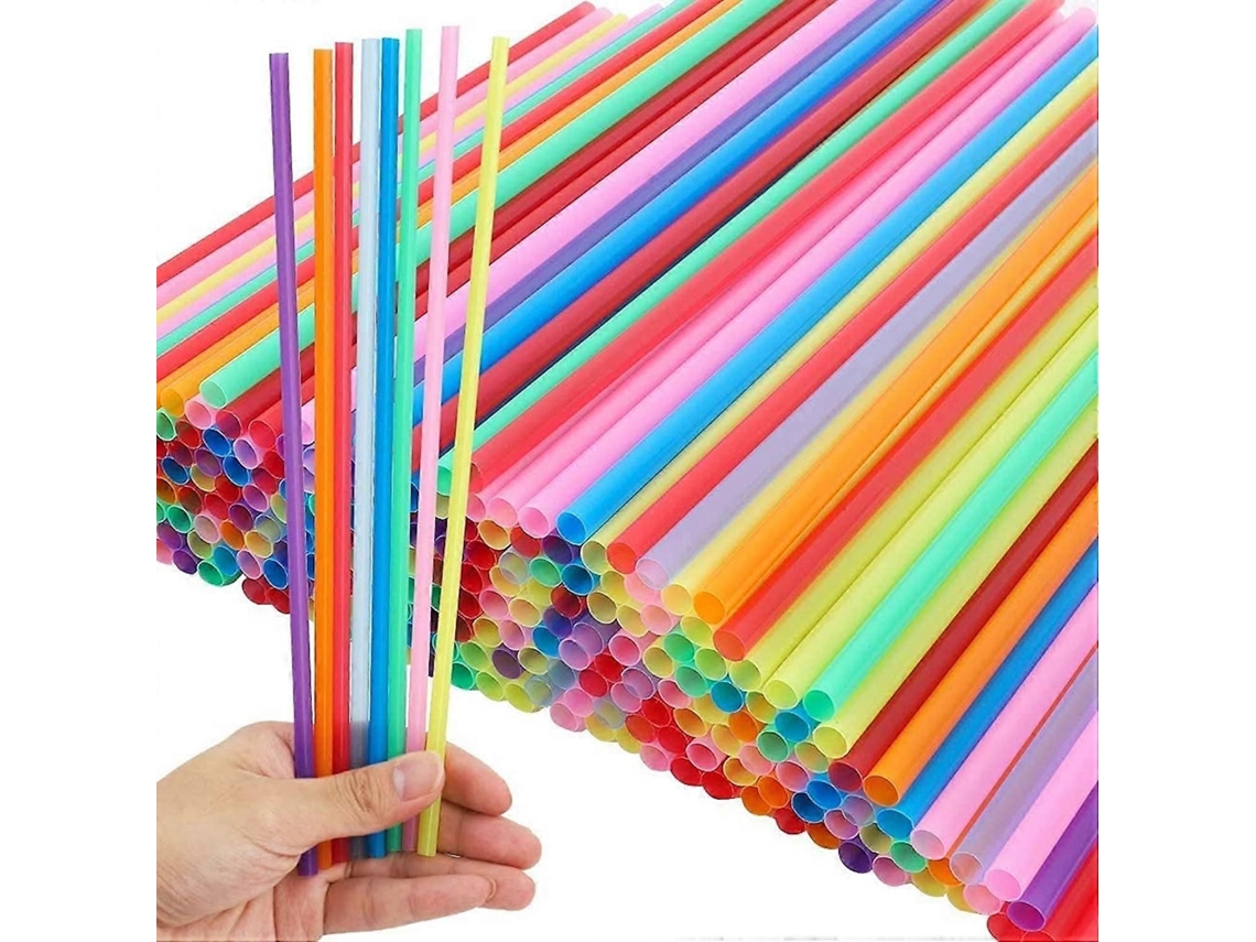 500 Canudos De Plástico, 10,3 Polegadas, Cores Sortidas