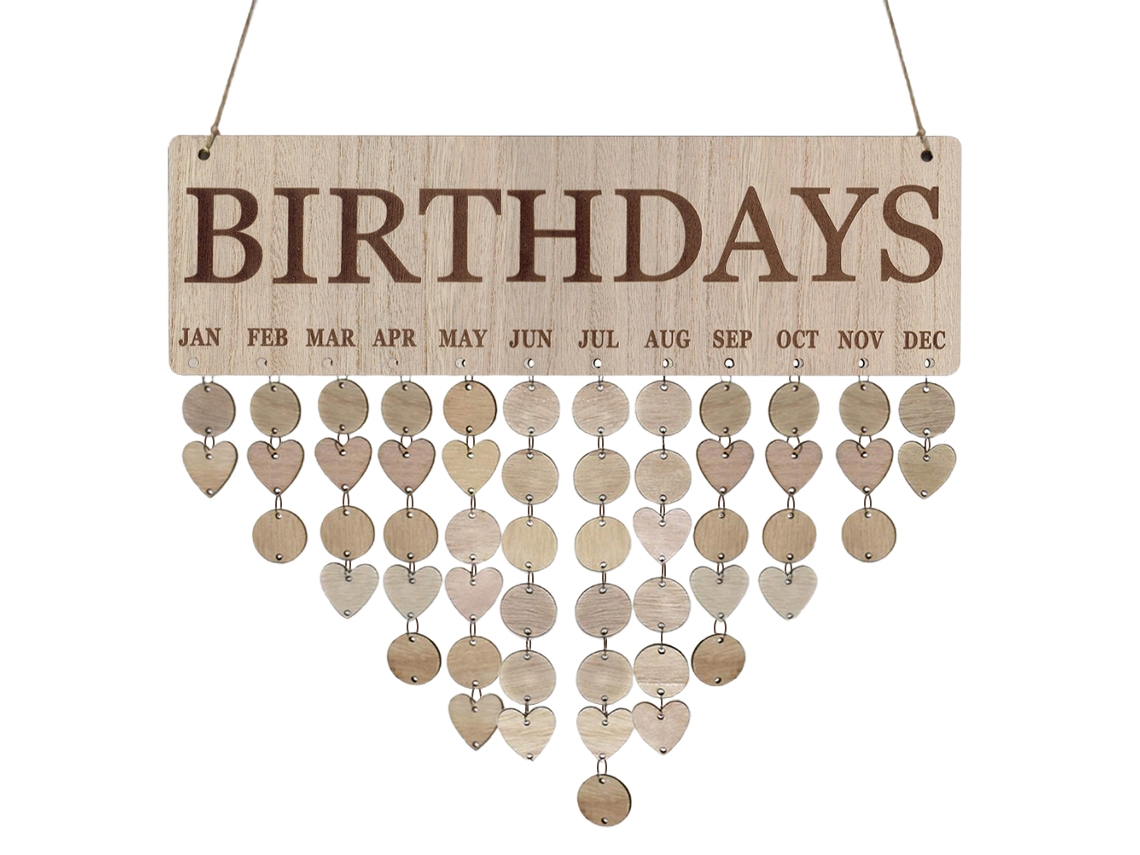 Calendário Aniversário Familiar Mdf Parede Hanging Diy Presente Mãe