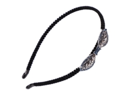 Tiara De Flanela Antiaderente Com Strass Prata Azul Escuro