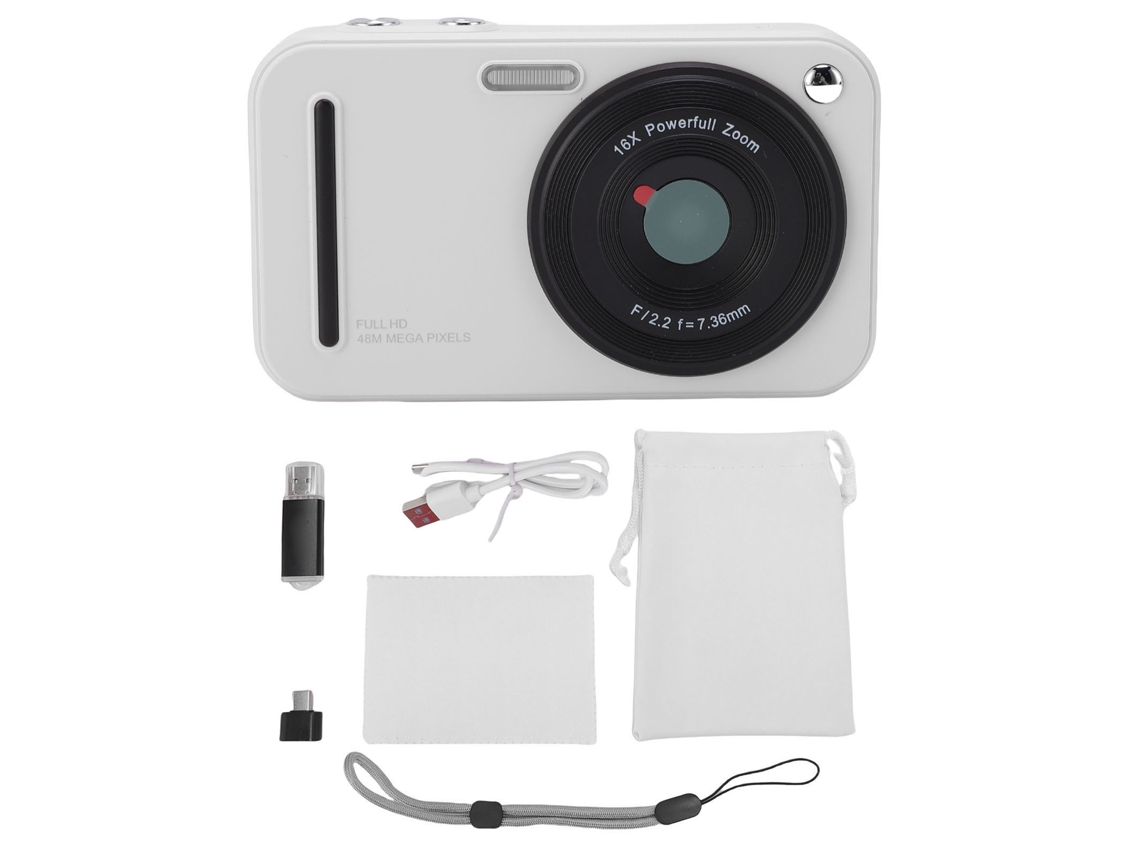 Digital Camera 48mp 1080p Uhd Auto Focus Anti Shake 16x Zoom Selfie Camera With 32gb Small Memory Card For Webcam Travel White LAXISCREED