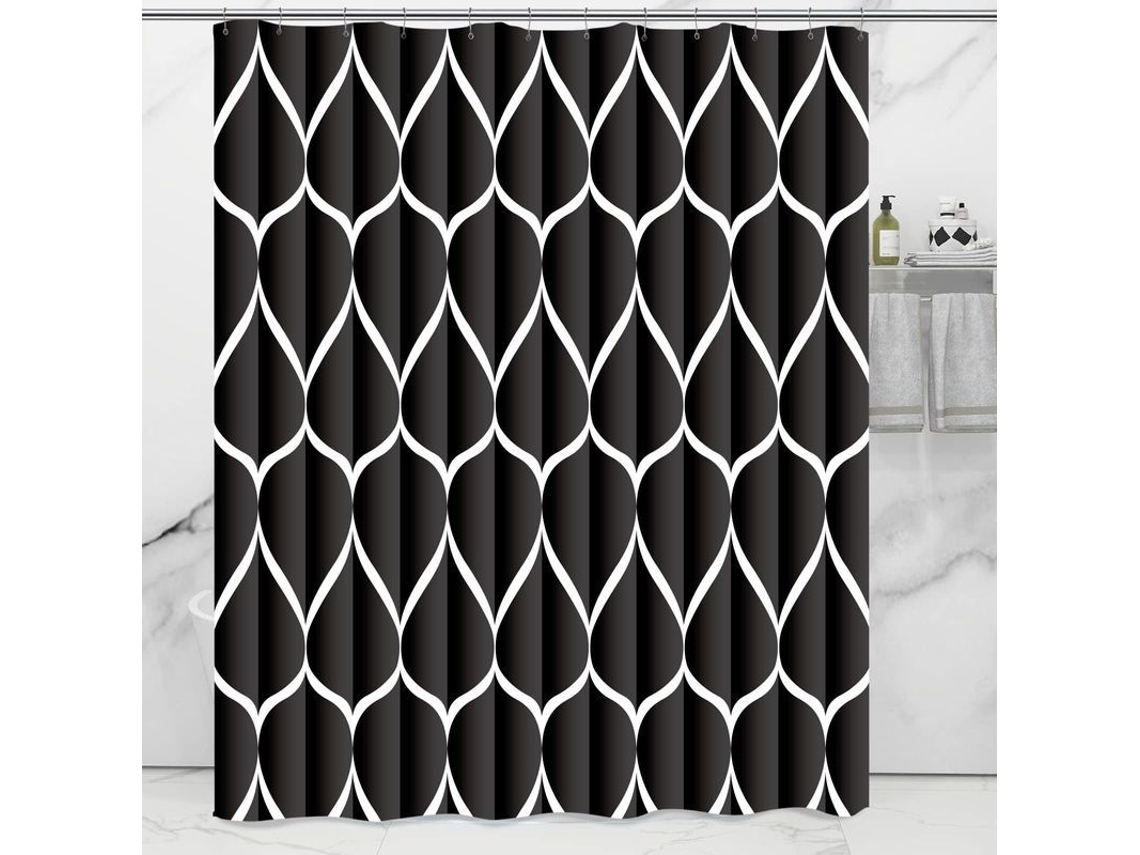 Cortina de Chuveiro Nova Line de Têxtil preto e marrom 180x180